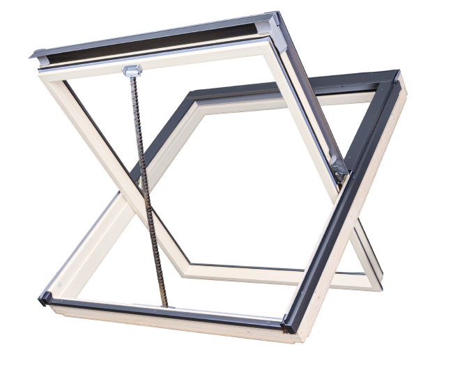 Fakro Stair Vent Kit White Polyurethane Coated Natural Pine with D+H Controls (FSR/U P2 kit incl Smoke Vent Package)