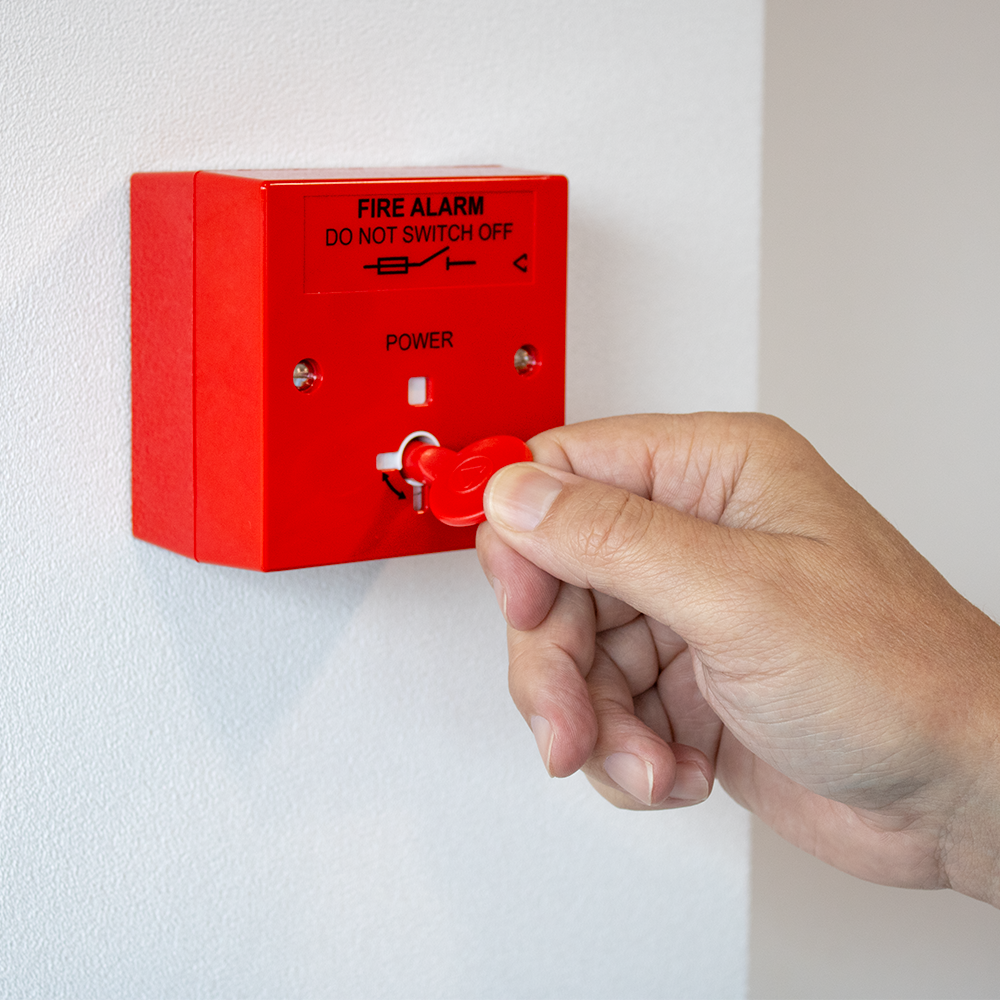 Fire Alarm Mains Isolator Keyswitch, White, Surface (includes Back Box)