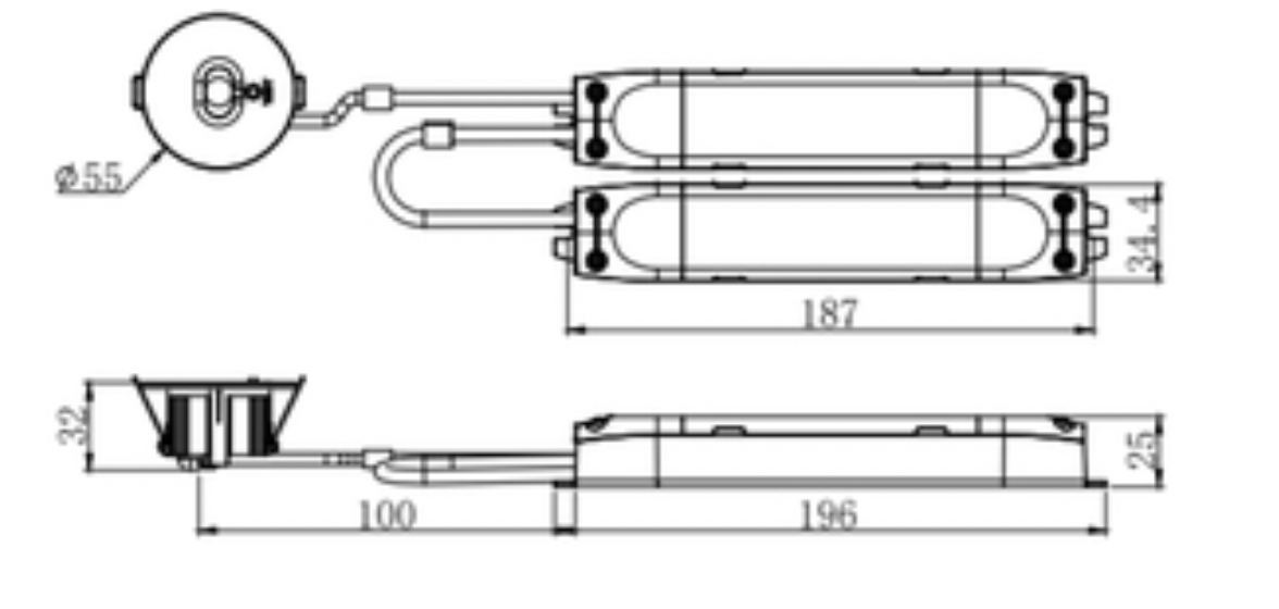 HEATHLANDS Dali Emergency Downlight, IP20, Non-maintained, LiFePO4