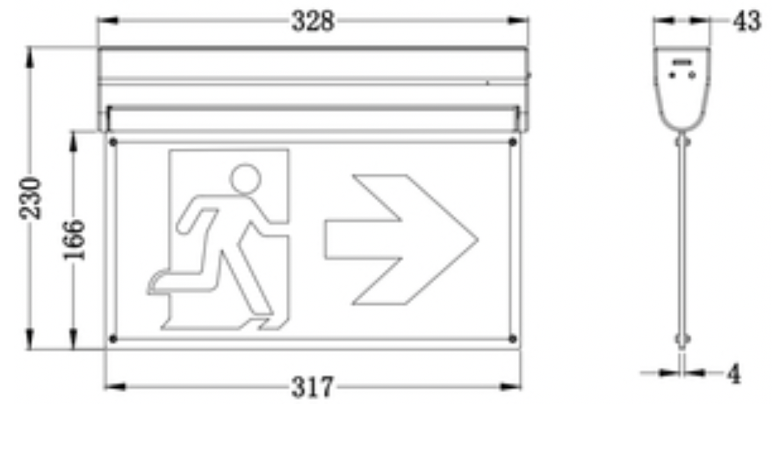 PARSON Dali Multi-Installation Emergency Exit Sign, IP20, Maintained / Non-maintained, LiFePO4