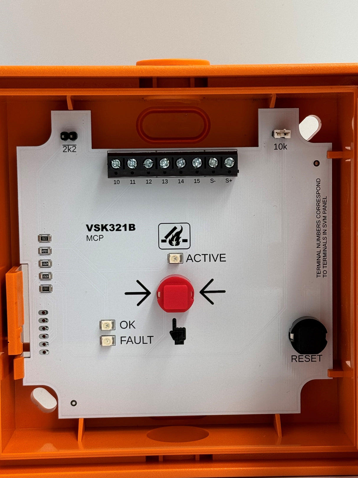 Ventlux Orange MCP Fireman switch for use with SVM, BTR, D&H, WindowMaster & Ferralux controllers (SVM only for smoke input)