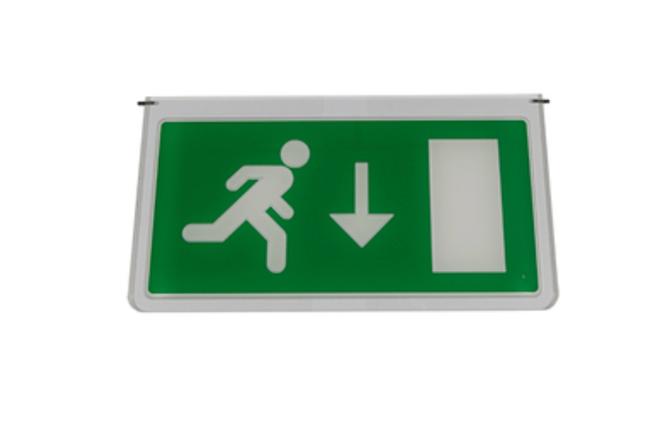 WOODHOUSE Engraved Double Sided Exit Legend, European Signs Directive Format, Down Arrow