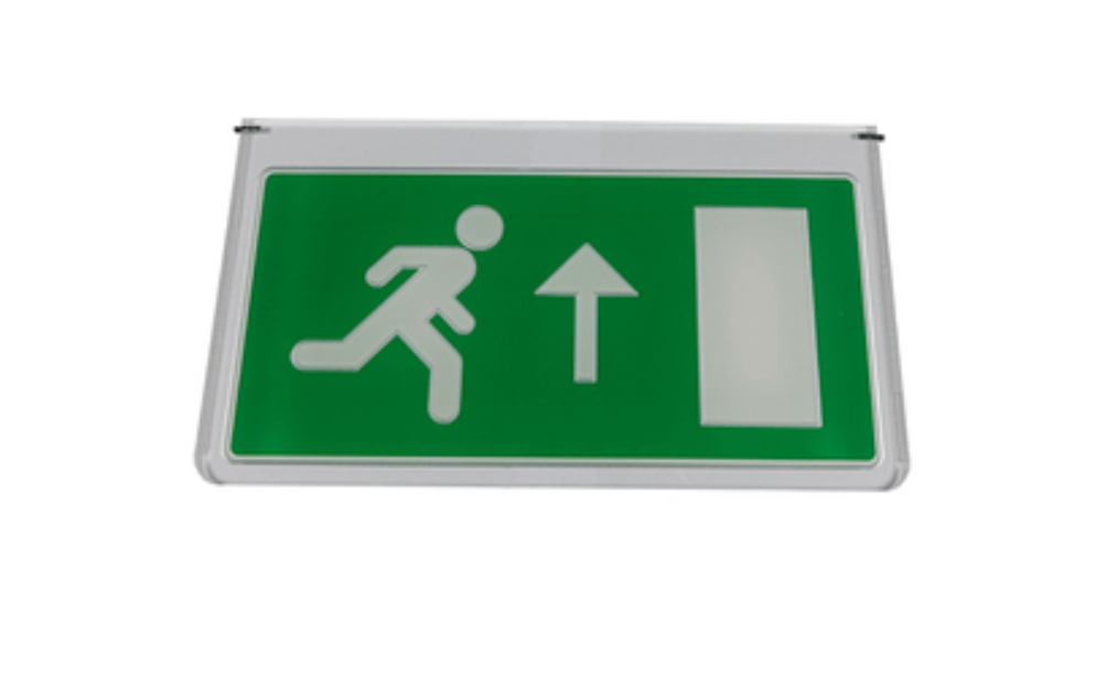 WOODHOUSE Engraved Double Sided Exit Legend, European Signs Directive Format, Up Arrow