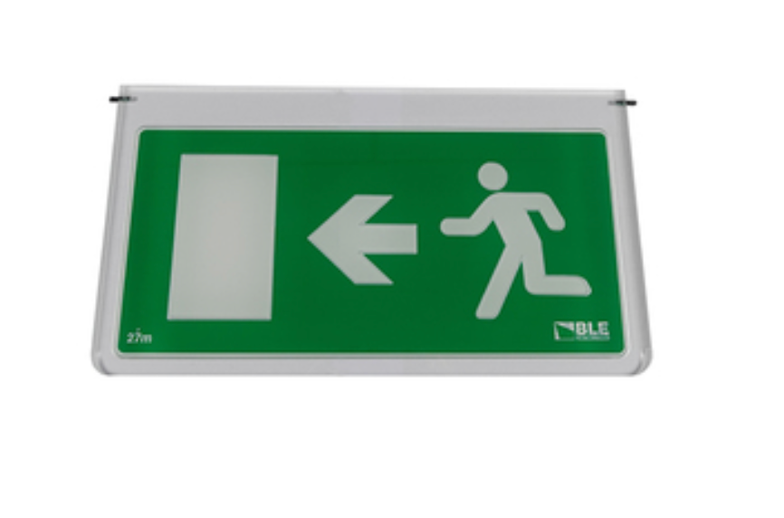 WOODHOUSE Engraved Double Sided Exit Legend, European Signs Directive Format, Left/Right Arrow