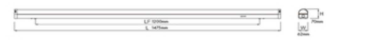 GREENHILL LED Batten Fitting, 50W, IP20, 8000lm, 3CCT, Wattage Selectable