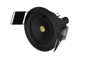 BEAUCHIEF LED Emergency Downlight, IP20, Non-maintained, 3.2V LiFePO4, 50mm Dia, Black, Recessed