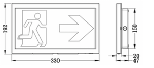TUNWELL Dali Emergency Exit Sign, Maintained / Non-maintained, IP20, LiFePO4