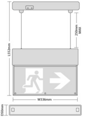 BINGHAM LED Hanging Exit Sign, 3.2V LiFePO4 Battery