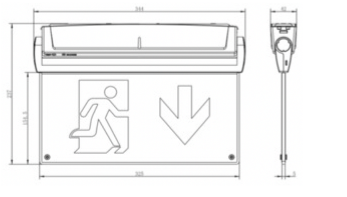 MEERSBROOK LED 5 in 1 Exit Sign, 3.2V LiFePO4 Battery, Self Test