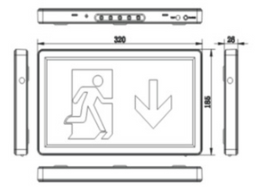 FIRTH LED Slimline Emergency Exit Box, 3.2V LiFePO4 Battery, Self Test