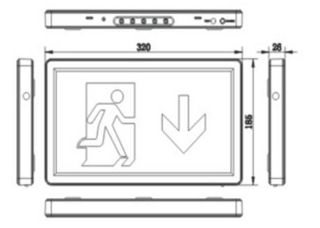FIRTH LED Slimline Emergency Exit Box, 3.2V LiFePO4 Battery, Self Test