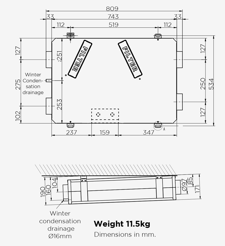 HAVA 120 HV Heat Recovery Ventilation Unit with Enthalpic Heat Exchanger