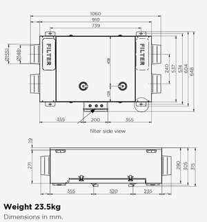 HAVA 340 H Horizontally Mounted Heat Recovery Ventilation Unit